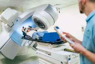 Cancer treatment in a modern medical private clinic or hospital with a linear accelerator.