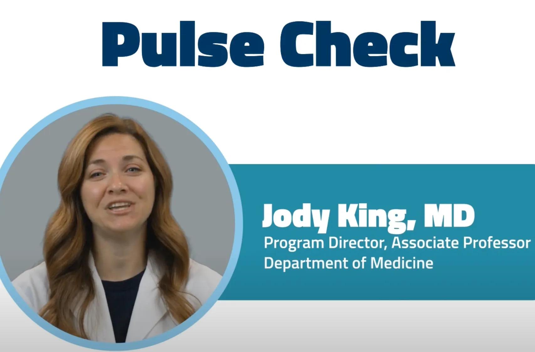 Woman on a graphic under title: Pulse Check