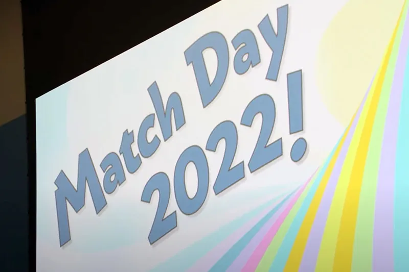 Match Day 2022 sign in the style of a Dr. Seuss book