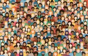 Multicultural crowd graphic