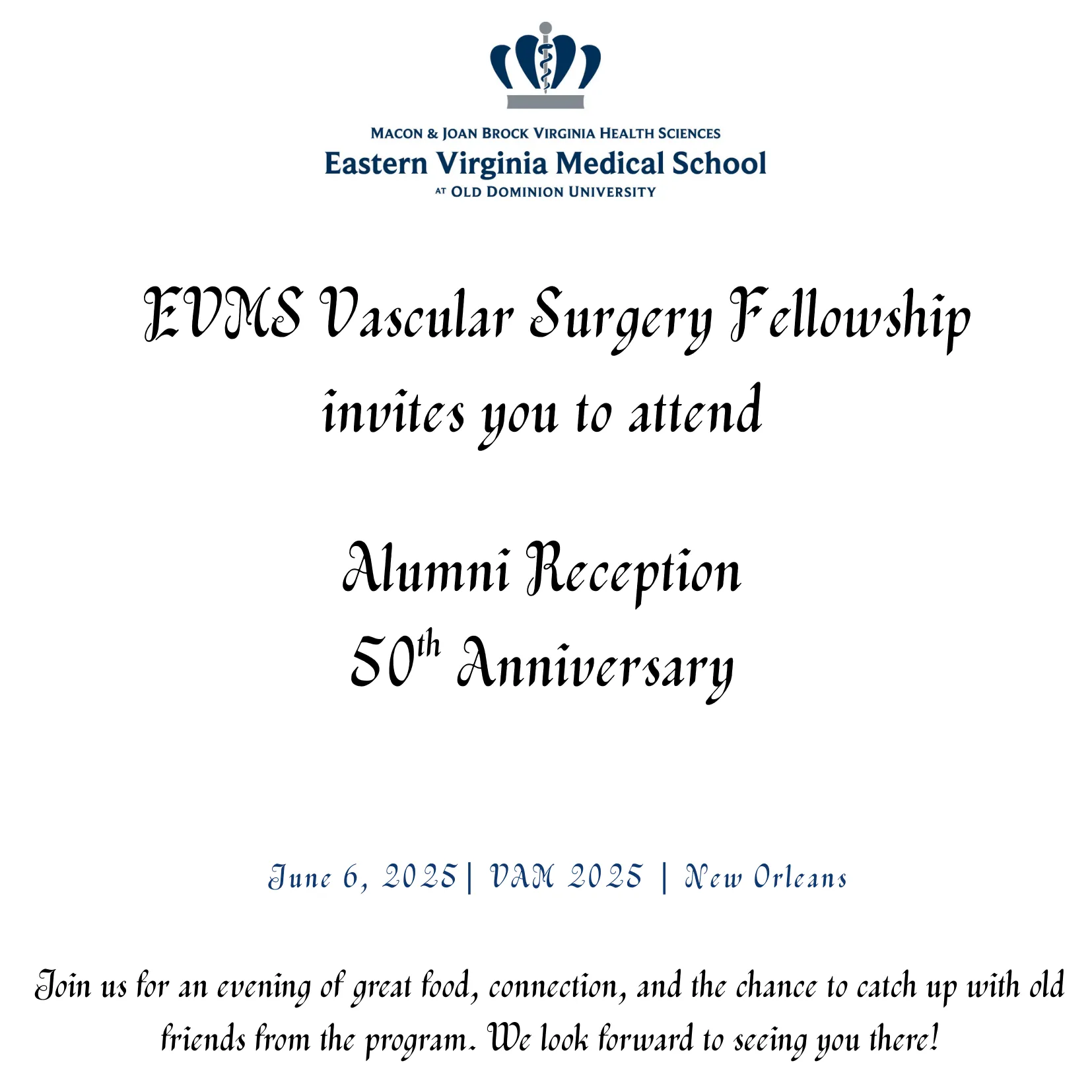 Vascular Surgery Alumni Reception invite