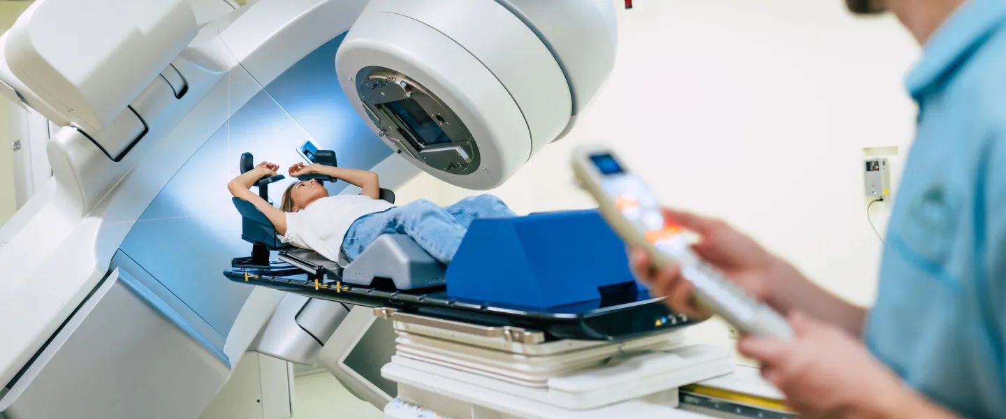 Cancer treatment in a modern medical private clinic or hospital with a linear accelerator.